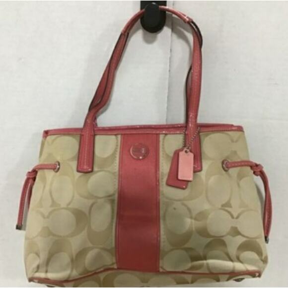COACH SIGNATURE STRIPE CARRYALL SATCHEL BAH - Picture 1 of 6